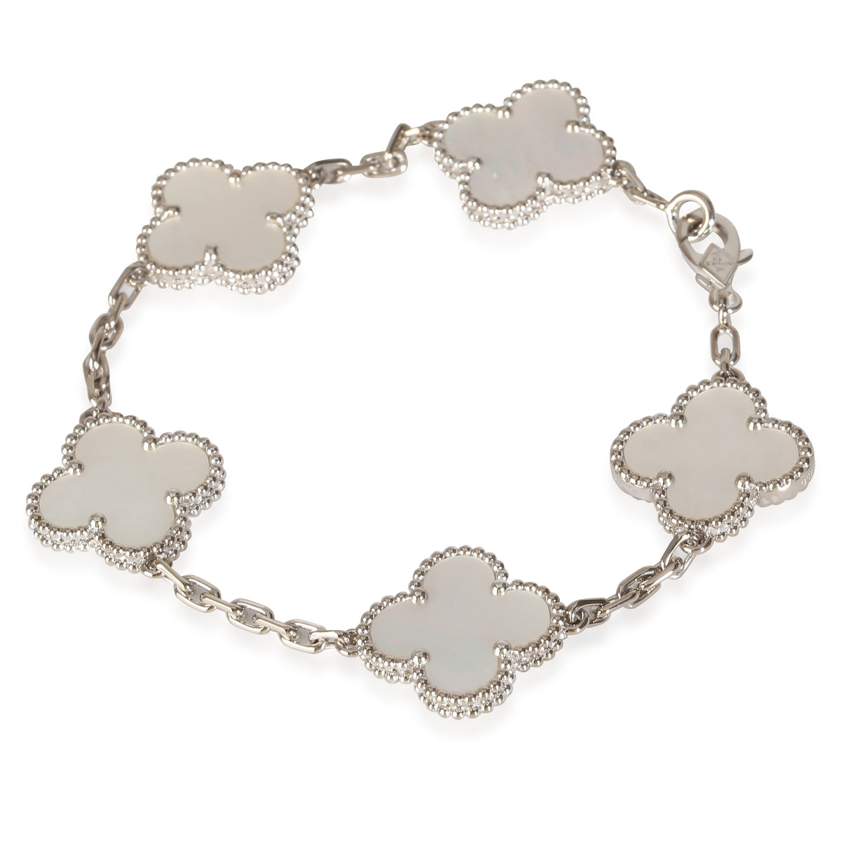 Alhambra Mother Of Pearl Bracelet in 18k White Gold