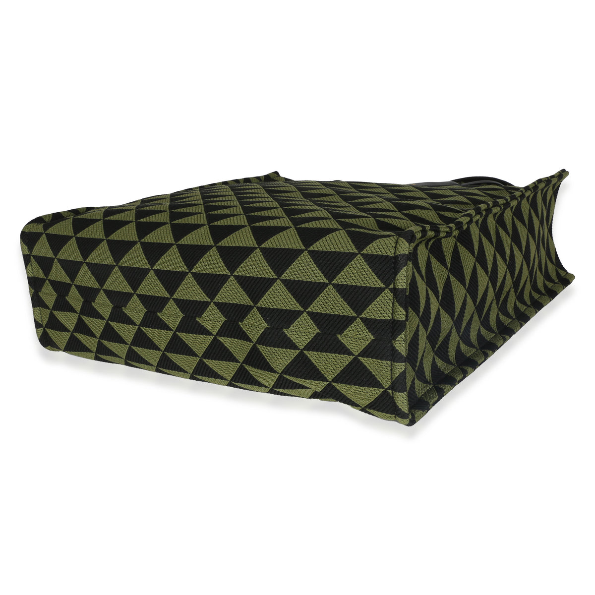 Prada Black Green Jacquard Triangolo Symbole Shopping Tote Handbag box