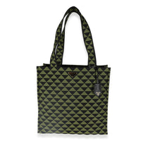 Prada Black Green Jacquard Triangolo Symbole Shopping Tote Handbag fv