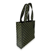 Prada Black Green Jacquard Triangolo Symbole Shopping Tote Handbag pv