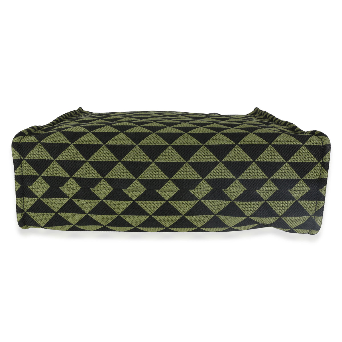 Prada Black Green Jacquard Triangolo Symbole Shopping Tote Handbag stamp