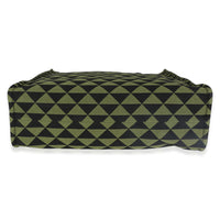 Prada Black Green Jacquard Triangolo Symbole Shopping Tote Handbag stamp