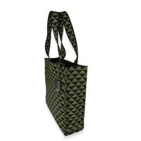 Prada Black Green Jacquard Triangolo Symbole Shopping Tote Handbag sv