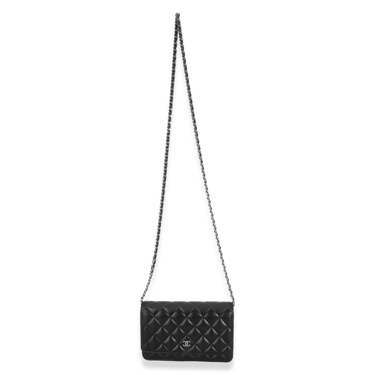 Black Quilted Lambskin Classic Wallet On Chain