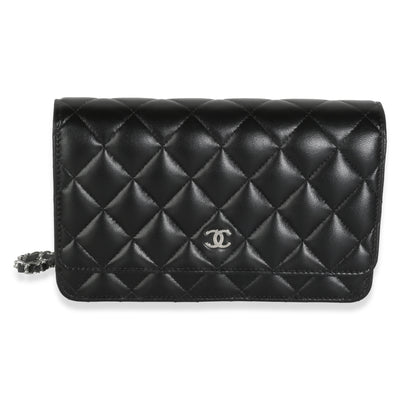 Black Quilted Lambskin Classic Wallet On Chain