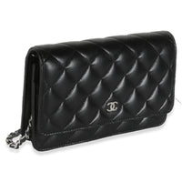 Black Quilted Lambskin Classic Wallet On Chain