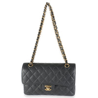 Black Quilted Caviar Small Classic Double Flap Bag