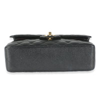 Black Quilted Caviar Small Classic Double Flap Bag