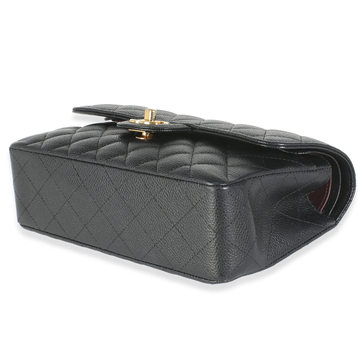 Black Quilted Caviar Small Classic Double Flap Bag