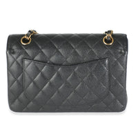 Black Quilted Caviar Small Classic Double Flap Bag