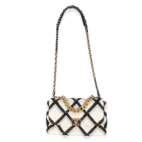 Black White Calfskin Crochet Medium Chanel 19 Flap Bag