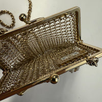 Gold Metal Chain Embellished Mini Frame Pouch