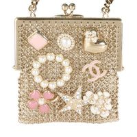 Gold Metal Chain Embellished Mini Frame Pouch