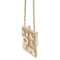 Gold Metal Chain Embellished Mini Frame Pouch