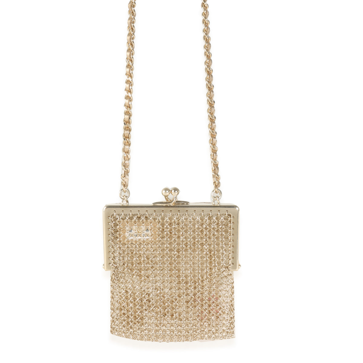 Gold Metal Chain Embellished Mini Frame Pouch