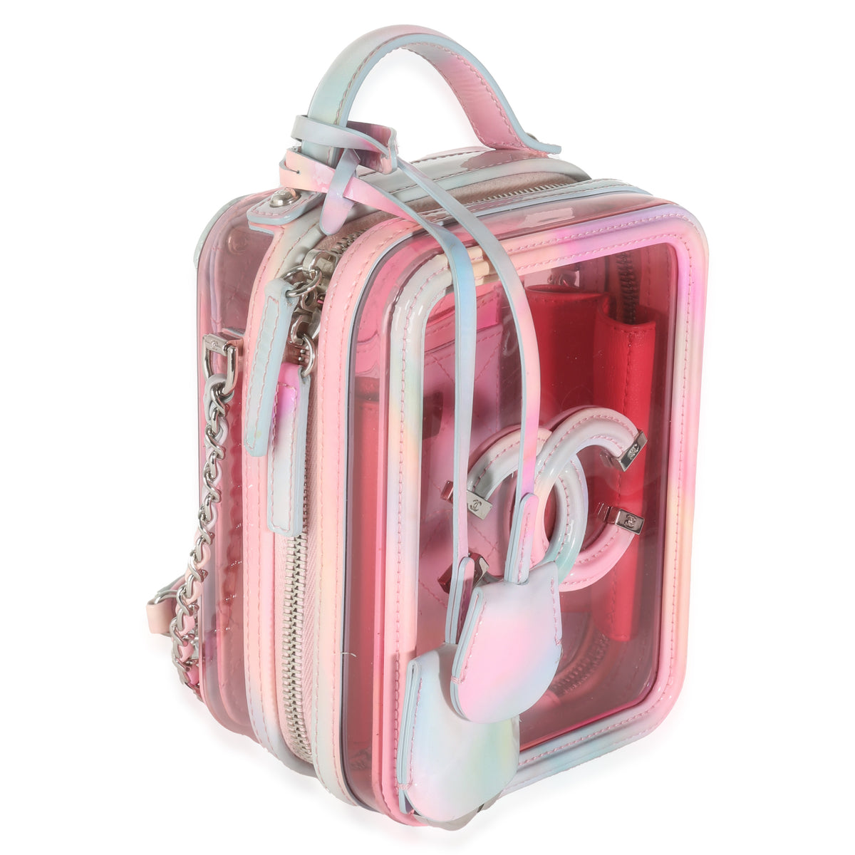 Pink PVC Patent CC North South Filigree Vanity Case