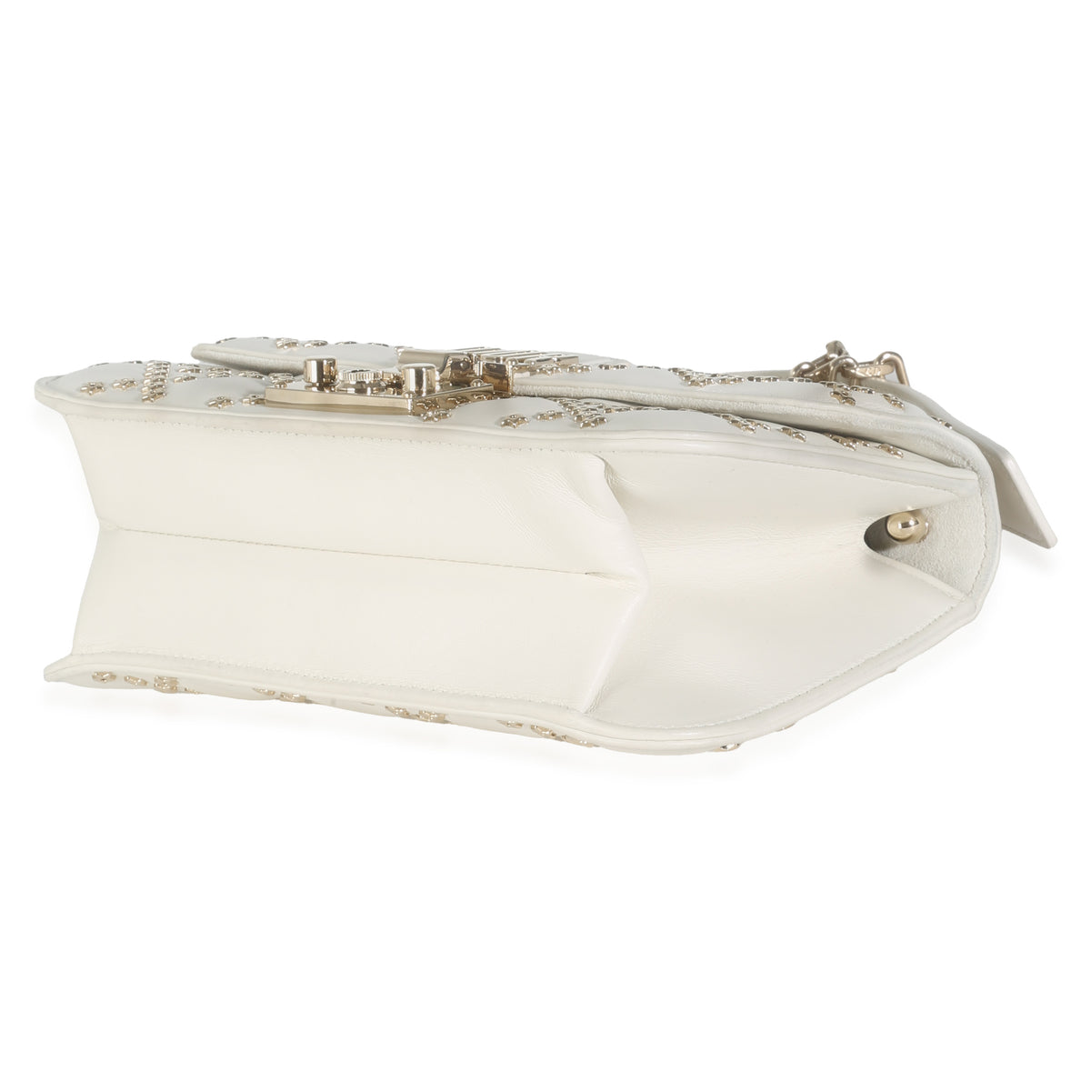 White Lambskin Star Studded Cannage Dioraddict Flap Bag