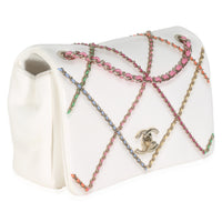 White Lambskin Multicolor Chain Intertwined Small Flap Bag