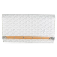 White Goyardine Canvas Monte Carlo Boise Clutch