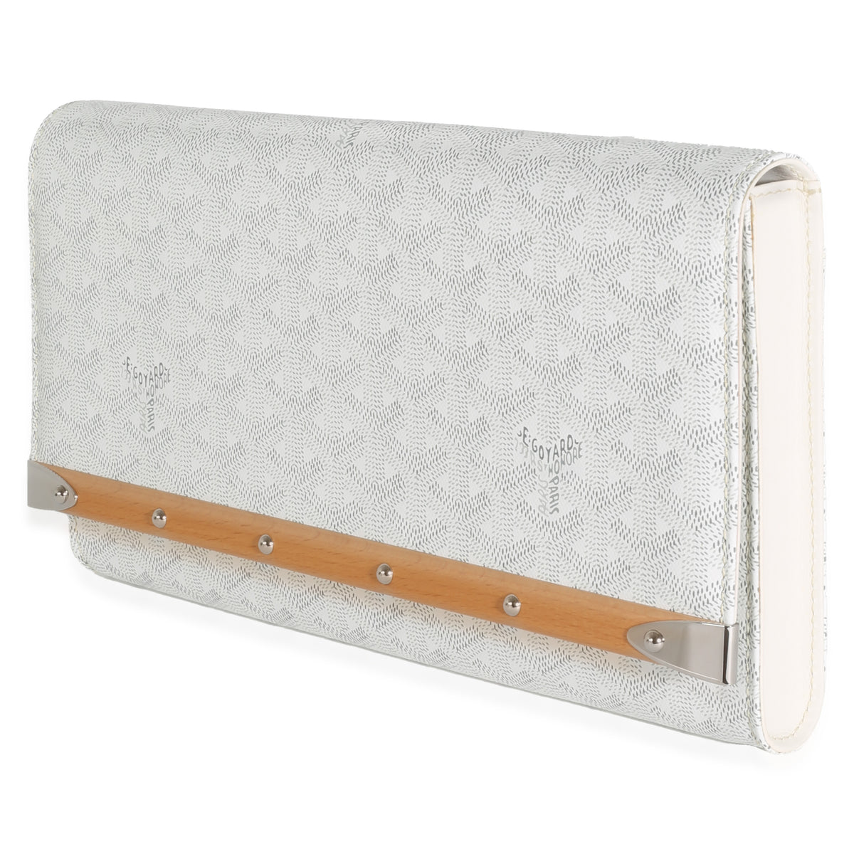 White Goyardine Canvas Monte Carlo Boise Clutch