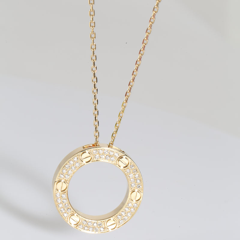 Love Necklace, Diamond Paved (Yellow Gold)