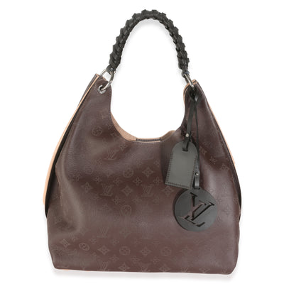 Chocolate Monogram Mahina Carmel Hobo