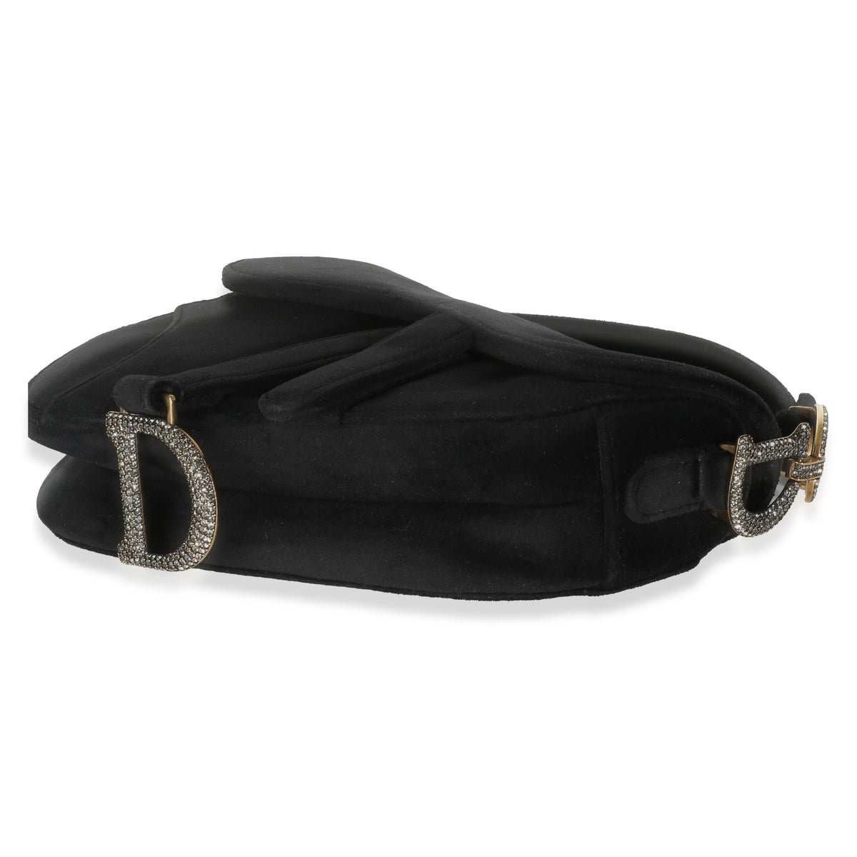 Black Velvet Crystal Mini Saddle Bag