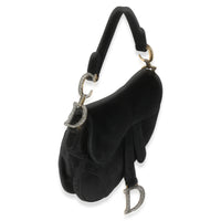 Black Velvet Crystal Mini Saddle Bag