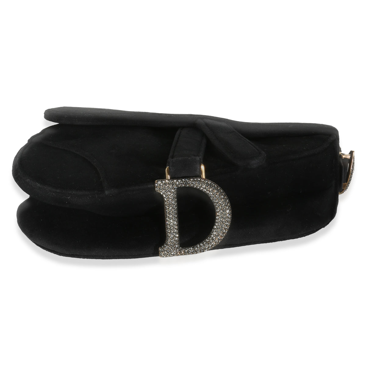 Black Velvet Crystal Mini Saddle Bag