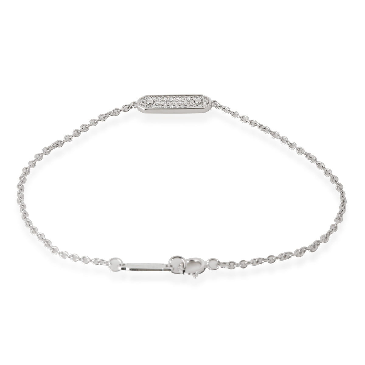 Diamond Tag Chain Bracelet in 18k White Gold 0.08 CTW