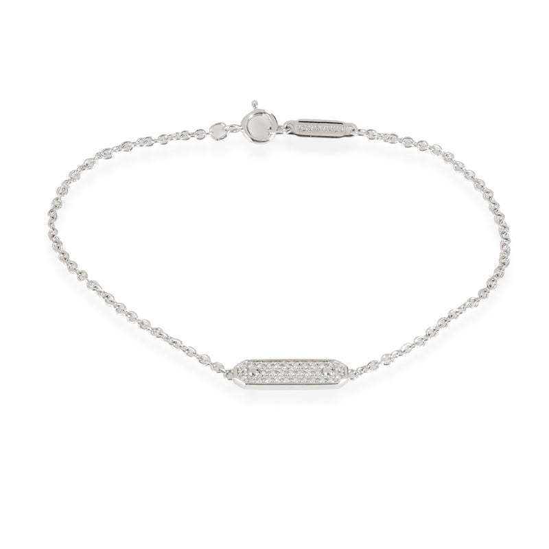 Diamond Tag Chain Bracelet in 18k White Gold 0.08 CTW