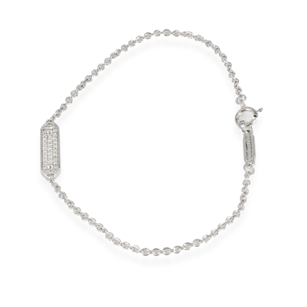 Diamond Tag Chain Bracelet in 18k White Gold 0.08 CTW