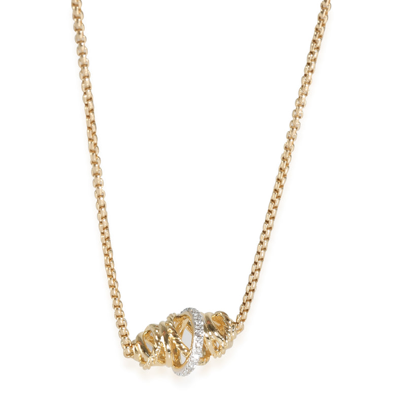 Crossover Necklace in 18k Yellow Gold 0.11 CTW