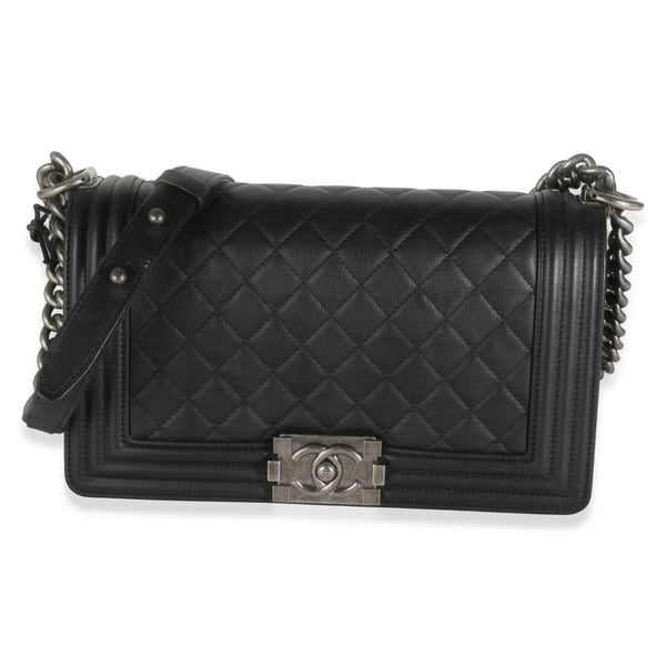 Black Quilted Lambskin Medium Boy Bag