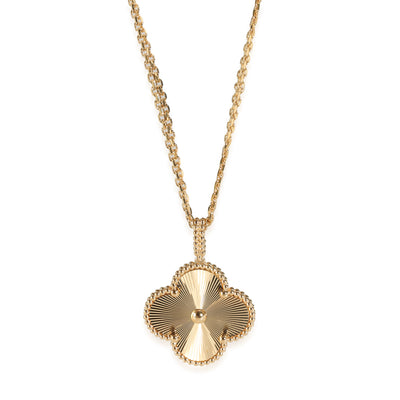 Magic Alhambra Guilloche Necklace in 18K Yellow Gold