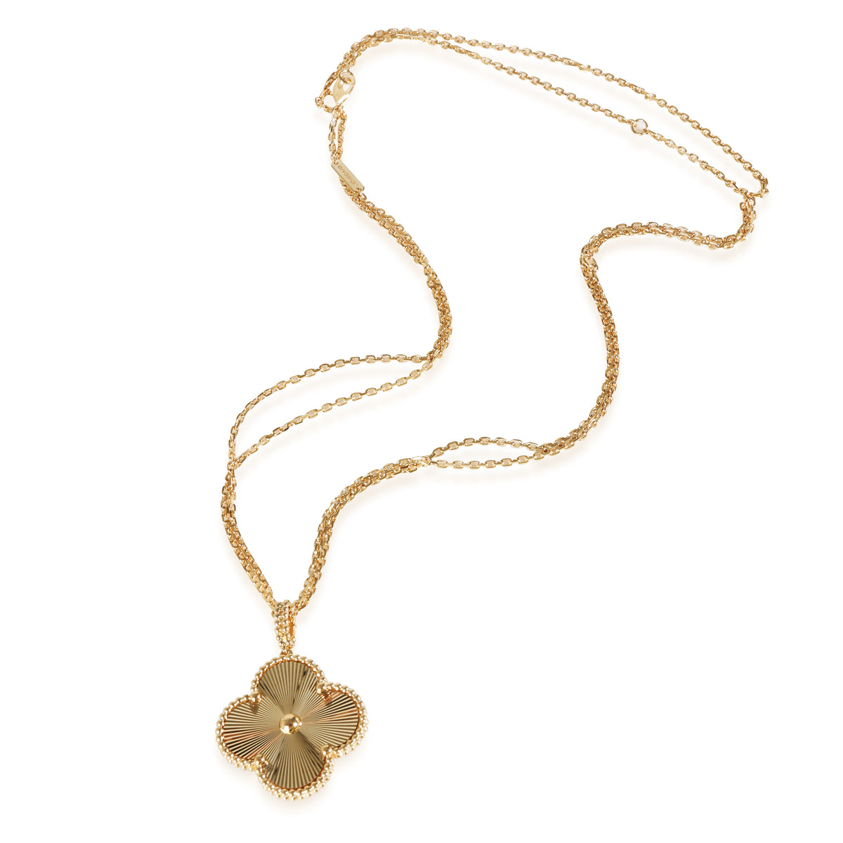 Magic Alhambra Guilloche Necklace in 18K Yellow Gold