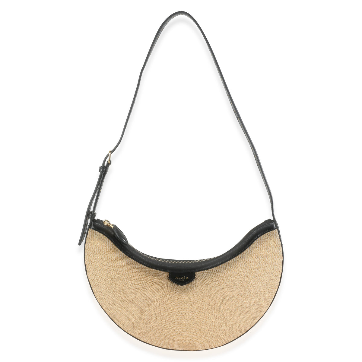 Black Beige Paper Straw One Piece Demi Lune Bag