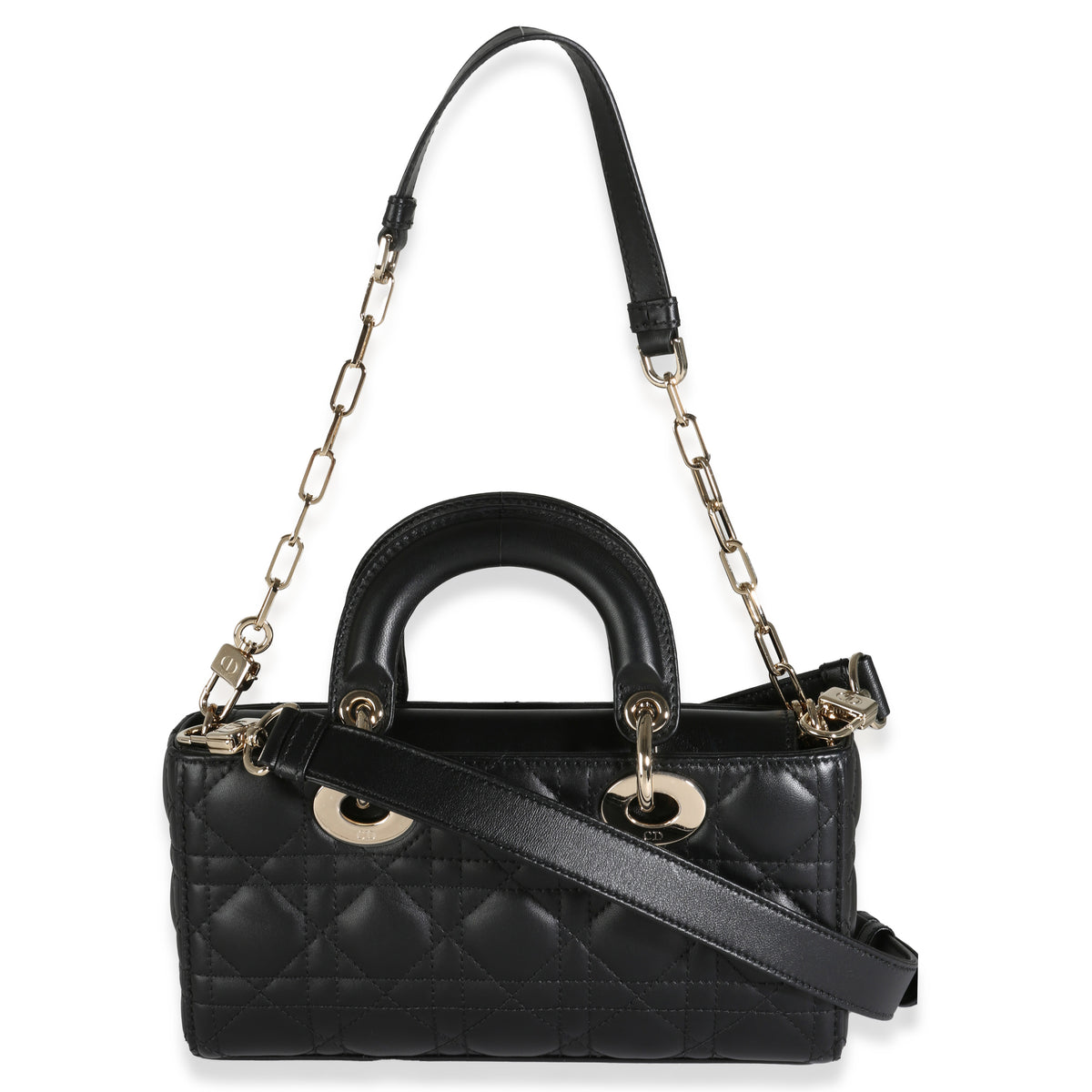 Black Quilted Cannage Lambskin Small Lady D-Joy