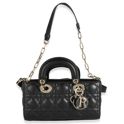 Black Quilted Cannage Lambskin Small Lady D-Joy