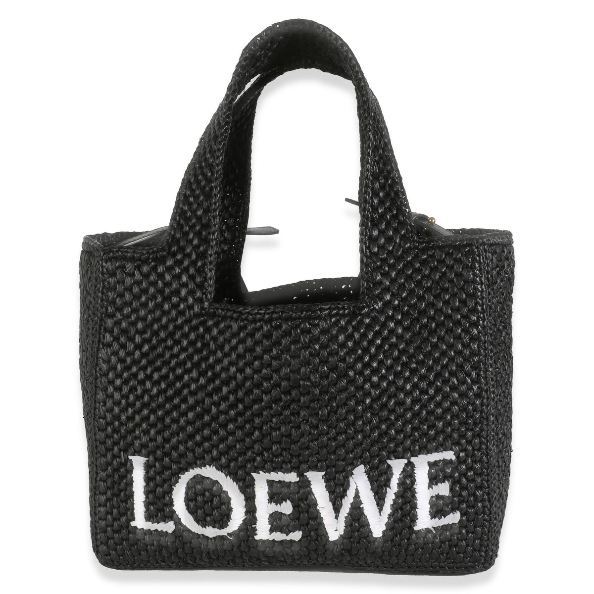 Black Raffia Blend Small Loewe Font Tote