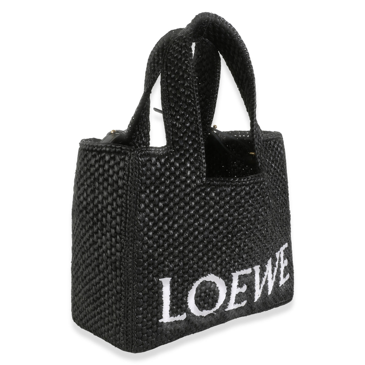 Black Raffia Blend Small Loewe Font Tote