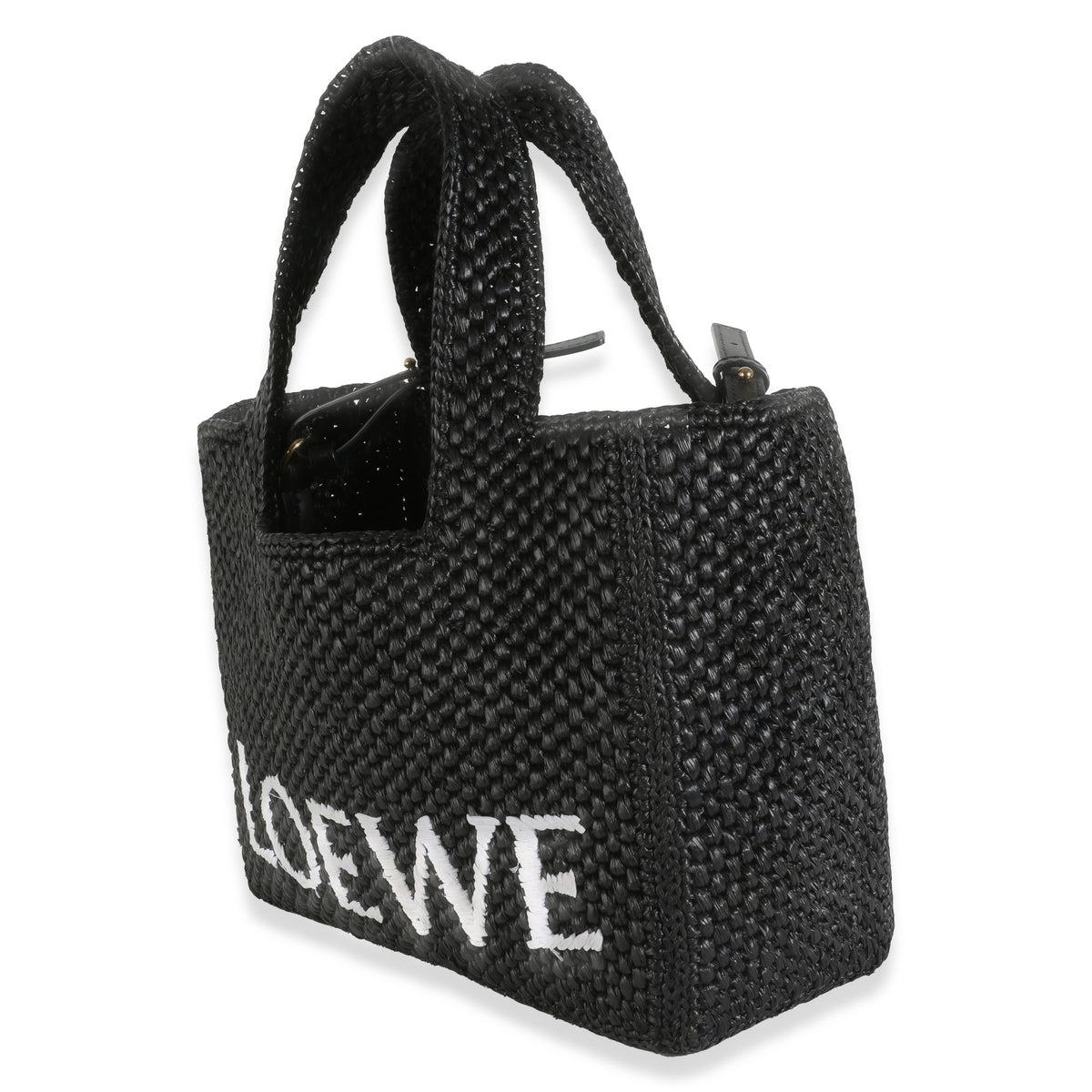 Black Raffia Blend Small Loewe Font Tote