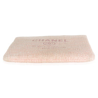 Pink Woven Straw Raffia Tweed Deauville Pouch