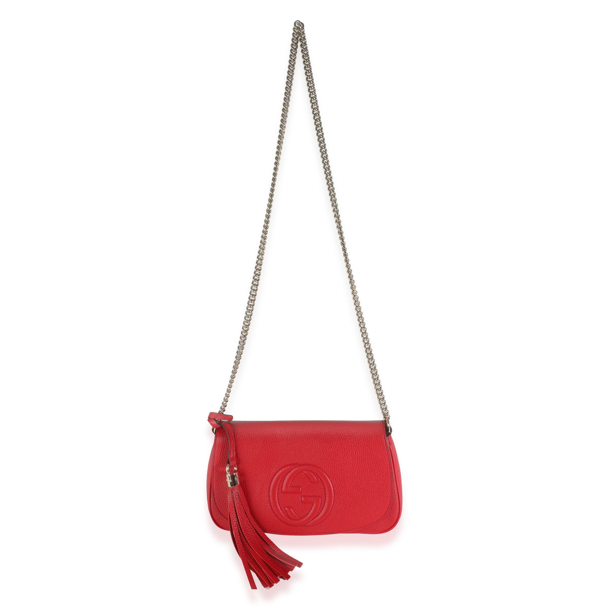 Red Pebbled Calfskin Medium Soho Crossbody Flap Bag