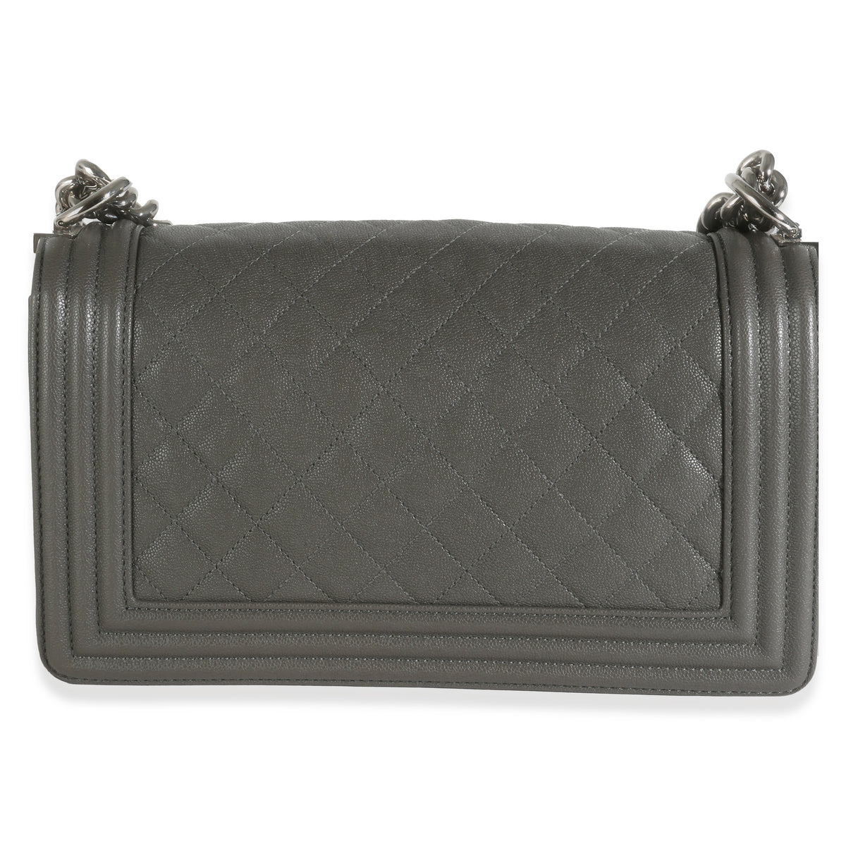 Grey Quilted Caviar Medium Boy Handbag