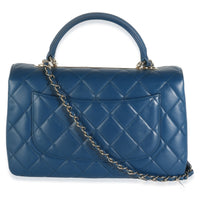 Chanel Navy Quilted Lambskin Medium Trendy Top Handle Bag Handbag bv