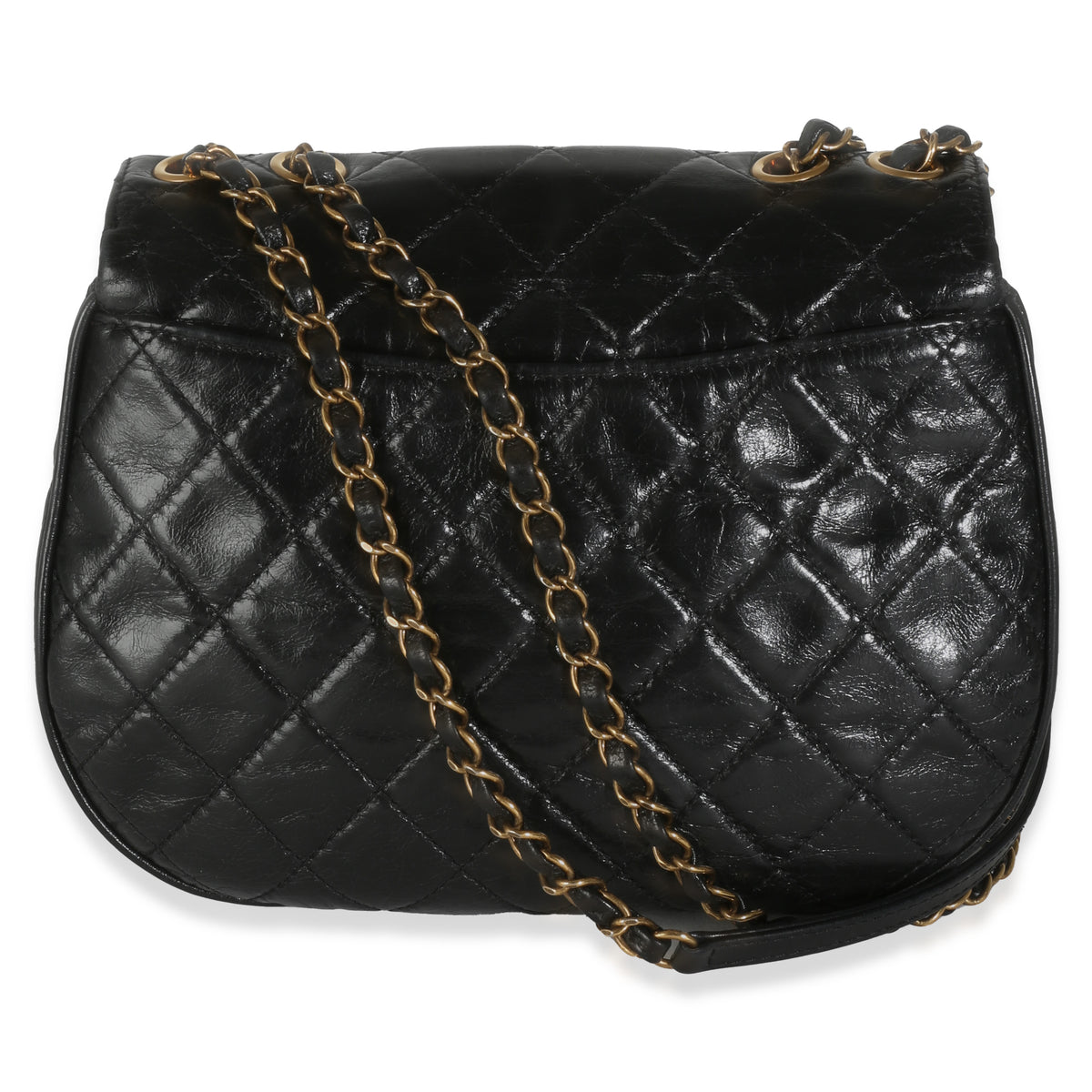 Black Glazed Quilted Calfskin Medium CC Bubble Flap Bag