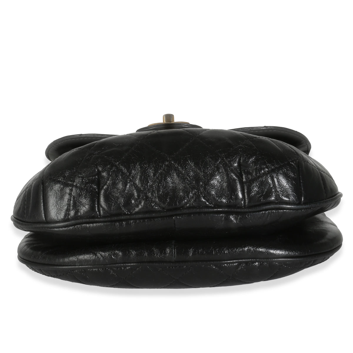 Black Glazed Quilted Calfskin Medium CC Bubble Flap Bag