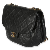 Black Glazed Quilted Calfskin Medium CC Bubble Flap Bag