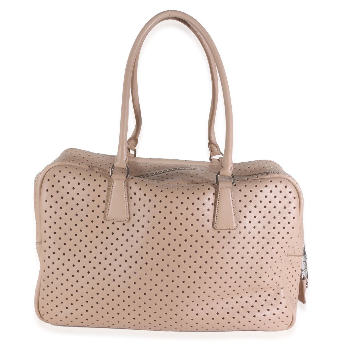 Beige Perforated Soft Calf Bauletto Bag